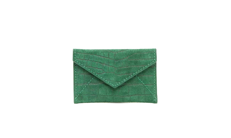 Vesper Mini Card Case/ Hunter Green Alligator Embossed