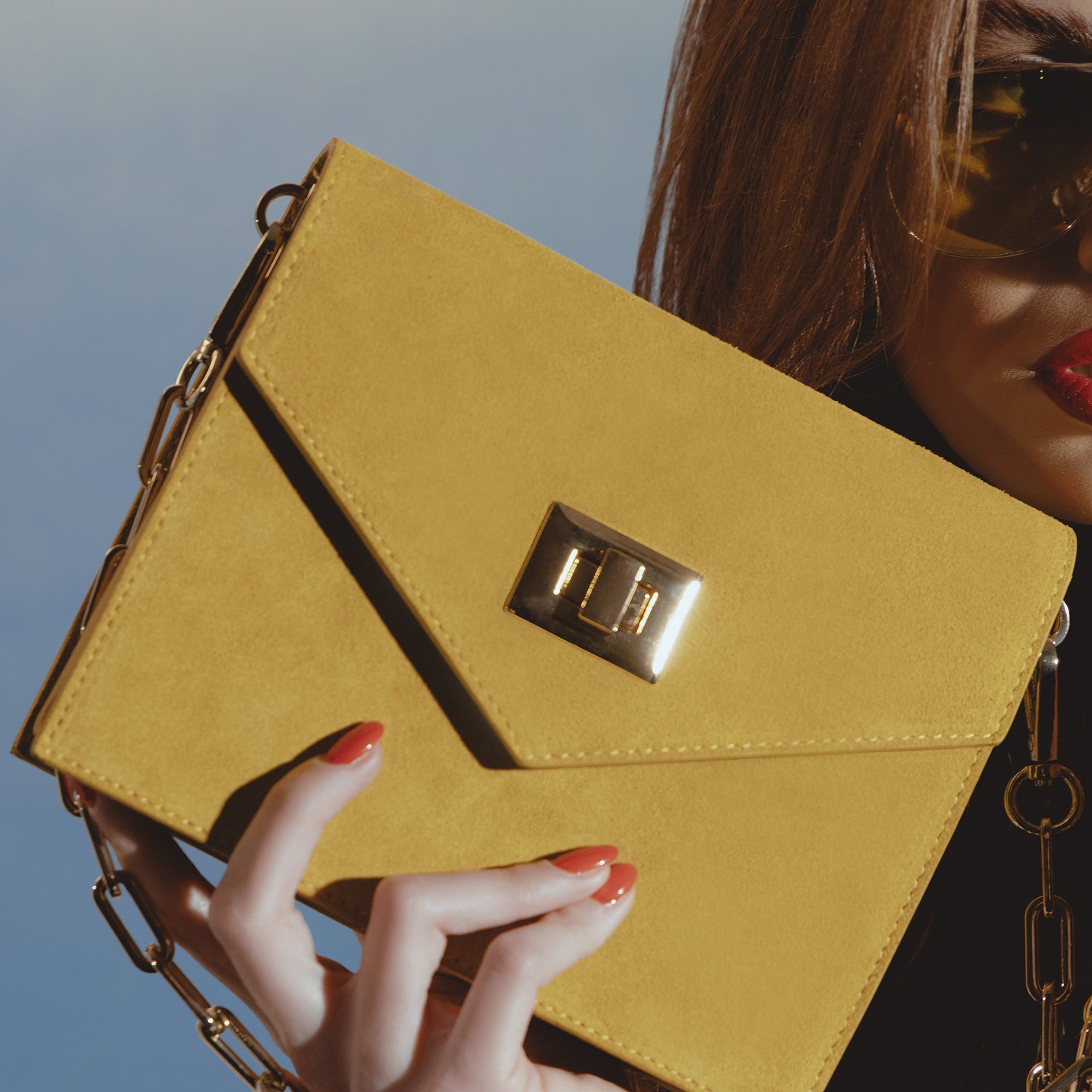Margot Suede Bag – Mustard