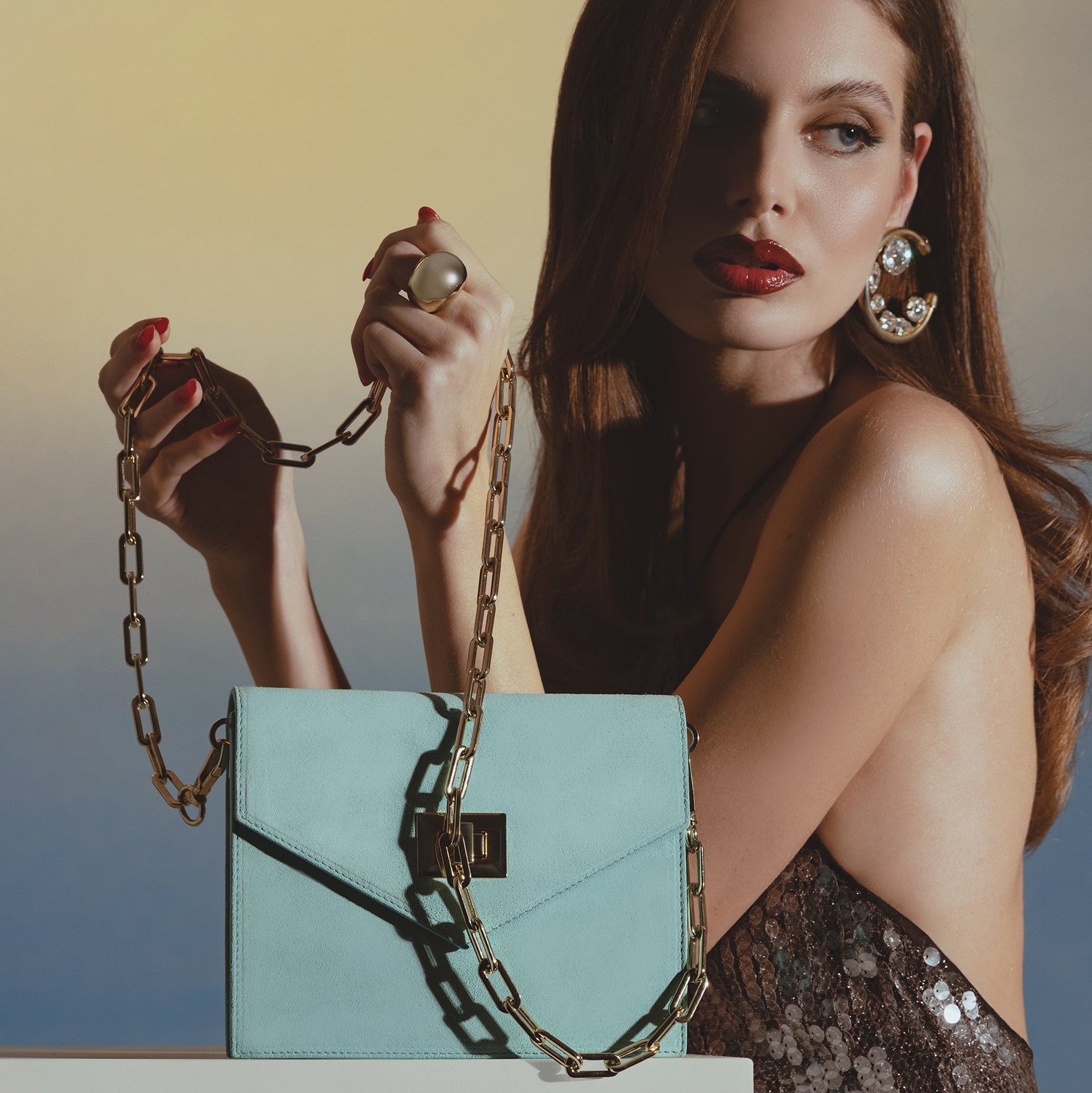 Margot Suede Bag – Sky Blue