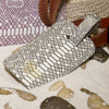 Vesper blue snakeskin (python) embossed leather luggage tag with buckle strap