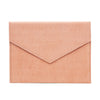 Vesper apricot basketweave-embossed leather envelope clutch, front view