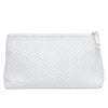 Vesper white snakeskin-embossed (cobra) leather makeup case, front view