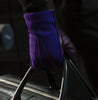 Royce eggplant carpincho (capybara) leather gloves with plain cashmere lining, back-of-hand view