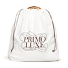 Ines caramel leather and suede tote bag with round bamboo handle, front view