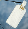 Vesper white snakeskin-embossed leather luggage tag with buckle strap